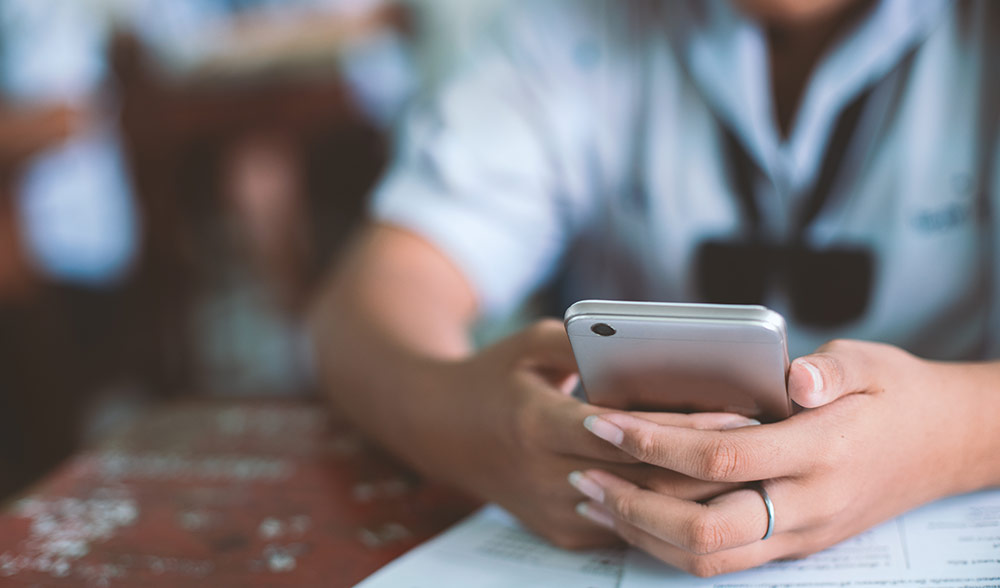 Developer testing a phone